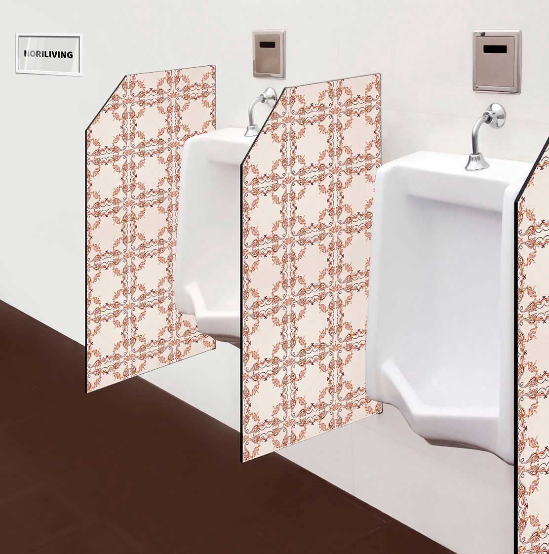 in der Toilette eingebaute Schamwand mit Motiv Fliesen Pastellfarben 901
