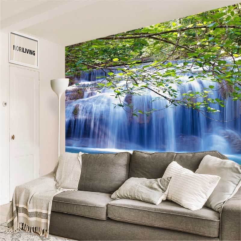 im Wohnzimmer eingebaute Wohnzimmerrückwand mit Motiv Kanchaburi Wasserfall 503