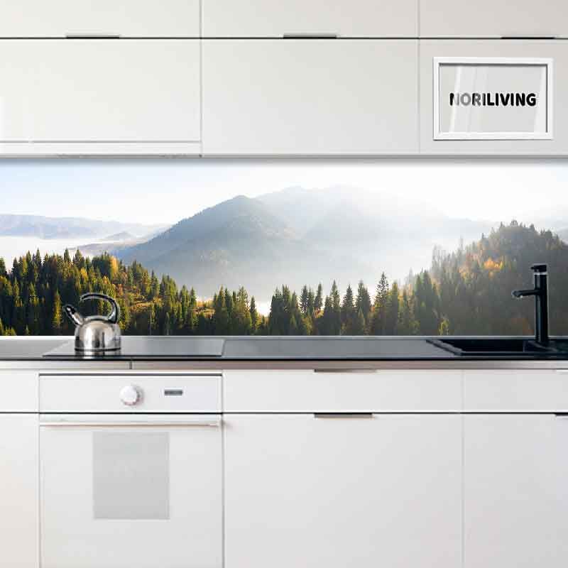 in der Küche eingebaute Küchenrückwand mit Motiv Herbstlicher Laubwald von oben 759