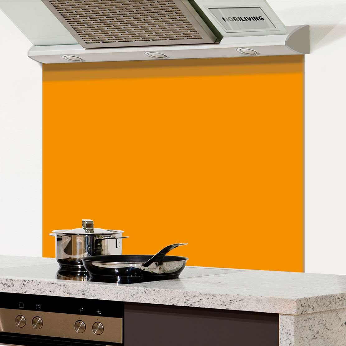 in der Küche eingebauter Spritzschutz Küche - Herd mit Motiv Unifarbe Orange 2346