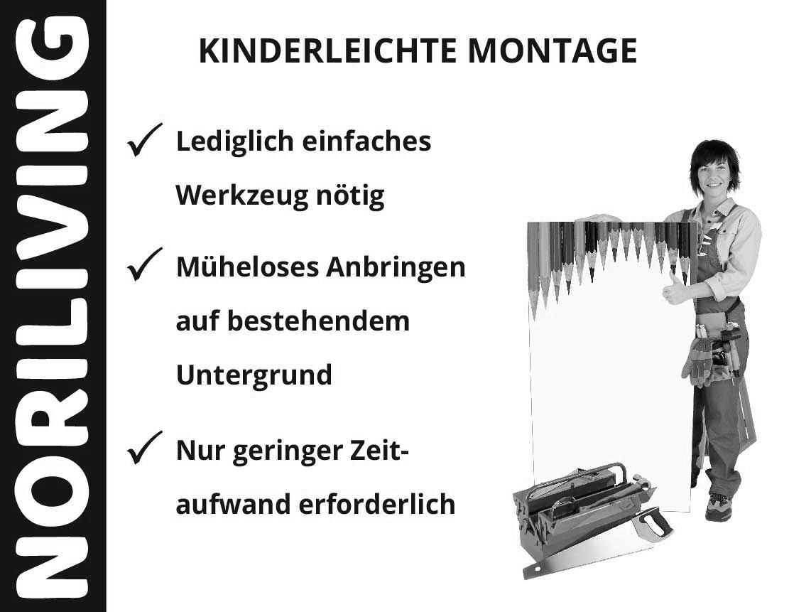 Aufzählung der Vorteile einer Badrückwand aus Aluverbund