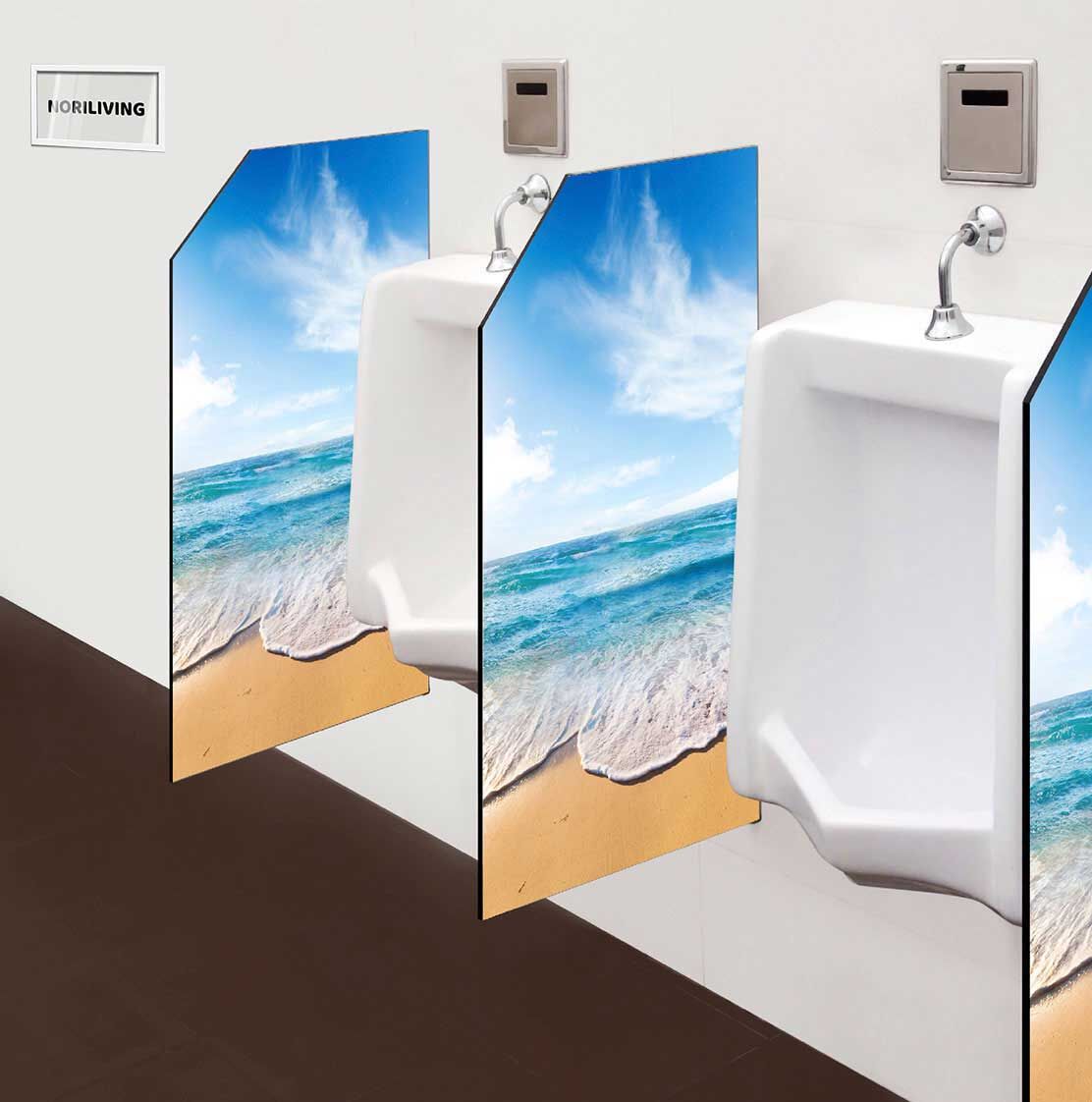 in der Toilette eingebaute Schamwand mit Motiv Am Strand 037