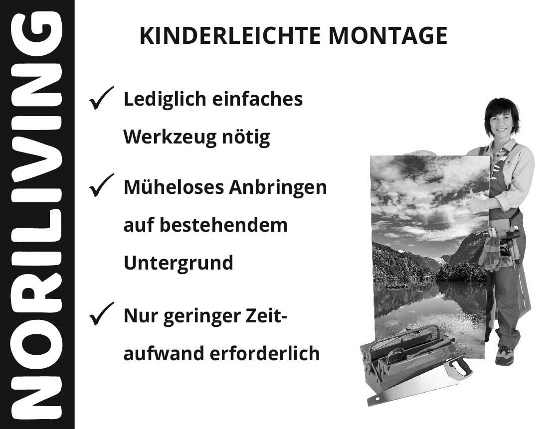 Aufzählung der Vorteile einer Badrückwand aus Aluverbund