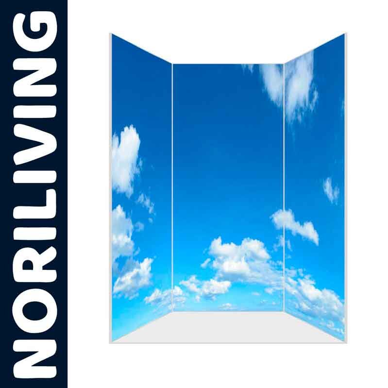 Raumteiler mit blauem Himmel und Wolken von NORILIVING