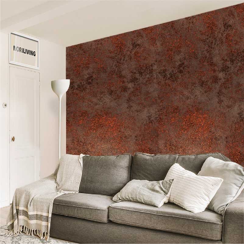 im Wohnzimmer eingebaute Wohnzimmerrückwand mit Motiv Rost 277
